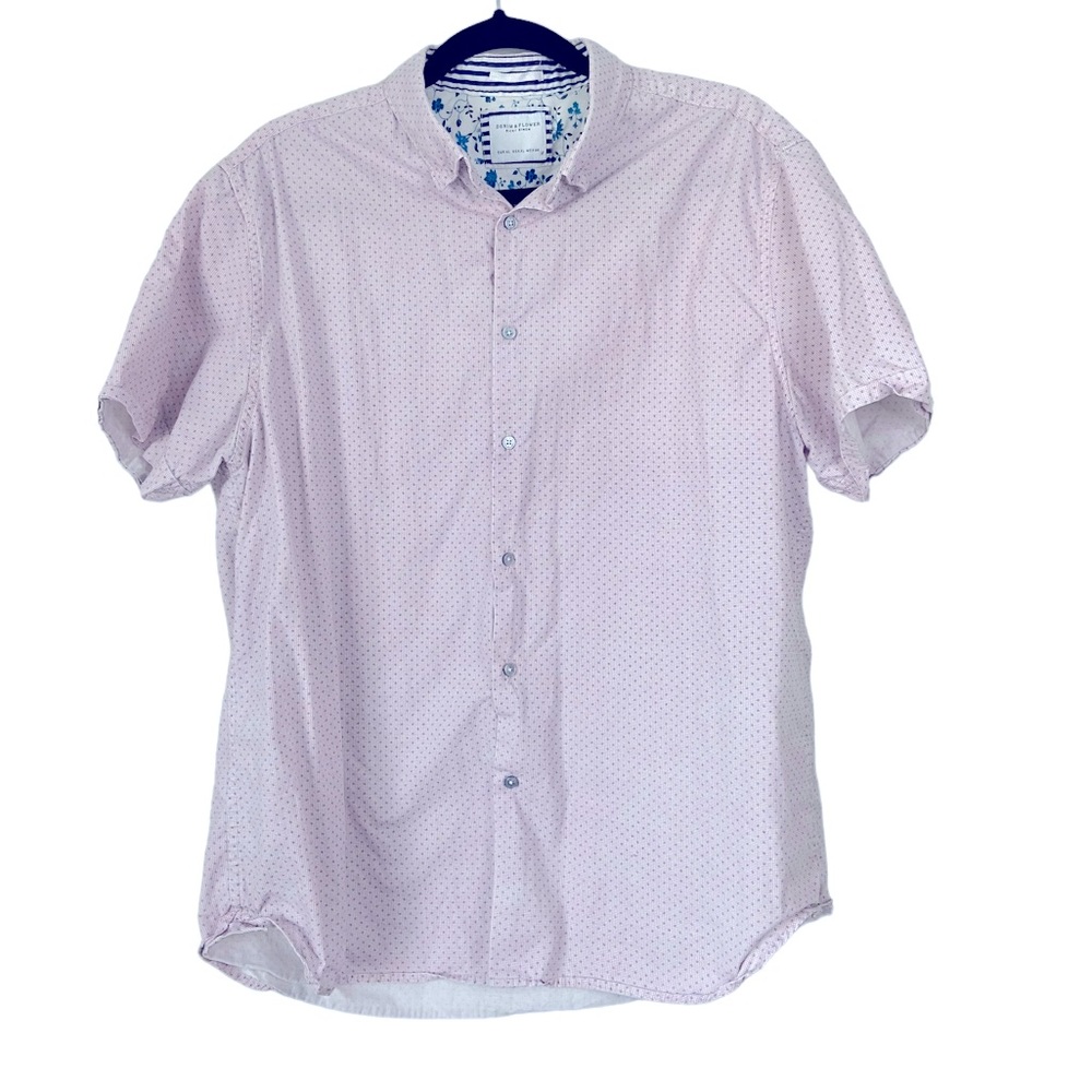 DENIM & FLOWER BY RICKY SINGH. Mens Pink causal button down. size XL
